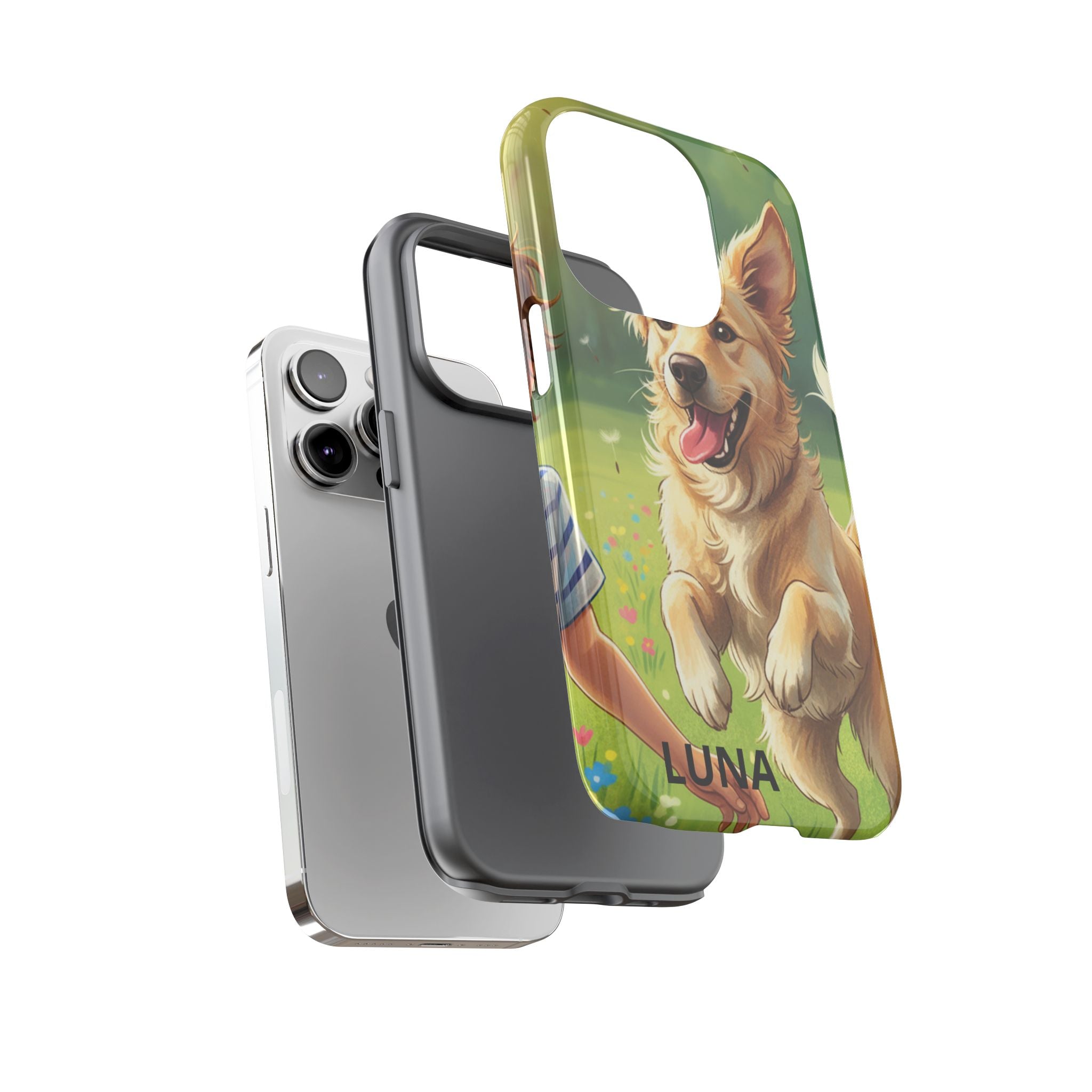 Phone Case - Personalized Cute Golden Retriever Phone Case (Name Customizable)